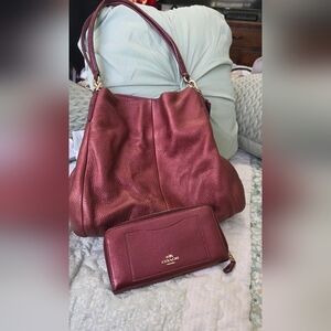 Coach Burgundy Leather Women's Bag
